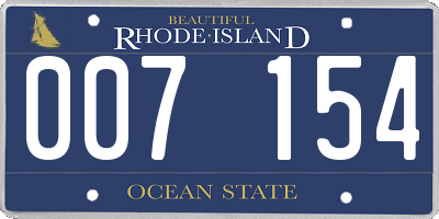 RI license plate 007154