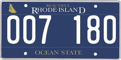 RI license plate 007180