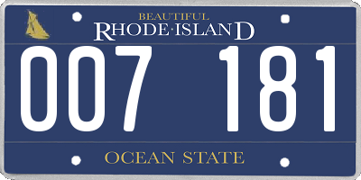 RI license plate 007181