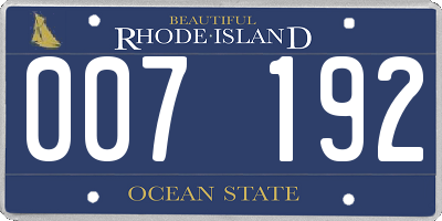 RI license plate 007192