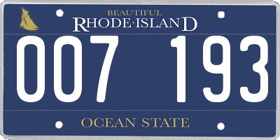 RI license plate 007193