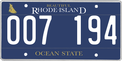 RI license plate 007194
