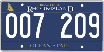 RI license plate 007209