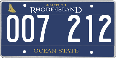 RI license plate 007212