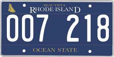 RI license plate 007218