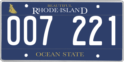 RI license plate 007221