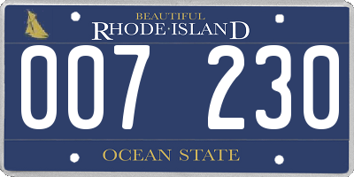 RI license plate 007230
