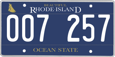 RI license plate 007257