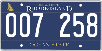 RI license plate 007258