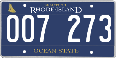 RI license plate 007273
