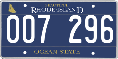 RI license plate 007296