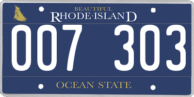 RI license plate 007303