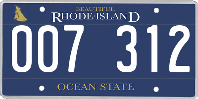 RI license plate 007312