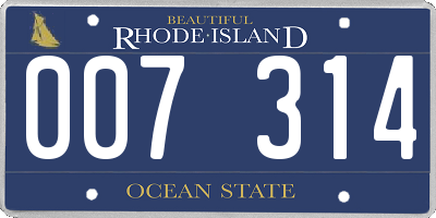 RI license plate 007314