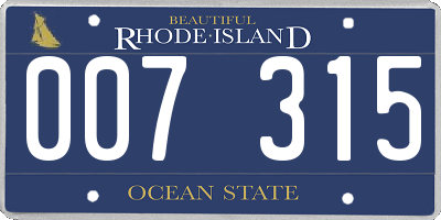 RI license plate 007315