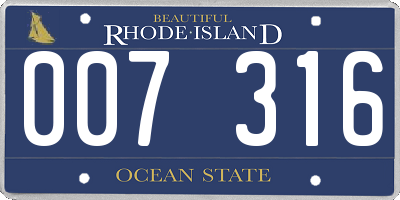 RI license plate 007316