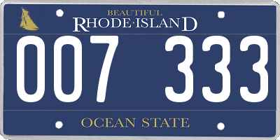 RI license plate 007333