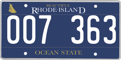 RI license plate 007363