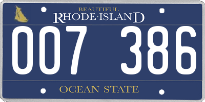 RI license plate 007386