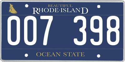 RI license plate 007398