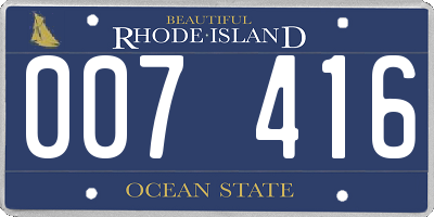 RI license plate 007416