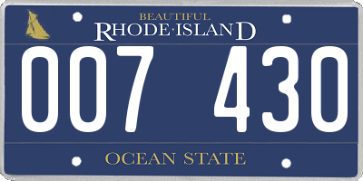 RI license plate 007430