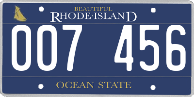 RI license plate 007456