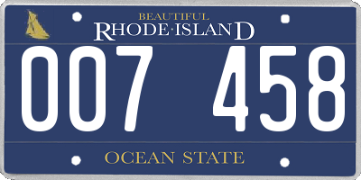 RI license plate 007458