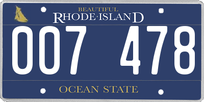 RI license plate 007478