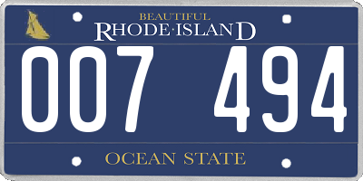 RI license plate 007494