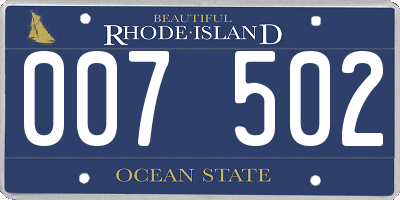 RI license plate 007502