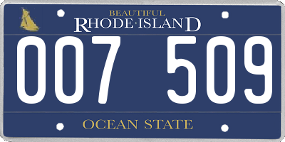 RI license plate 007509