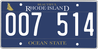 RI license plate 007514