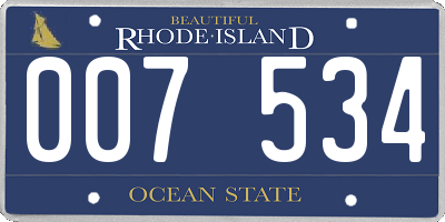 RI license plate 007534