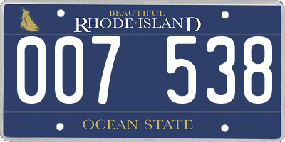 RI license plate 007538