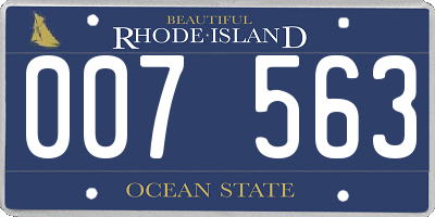 RI license plate 007563