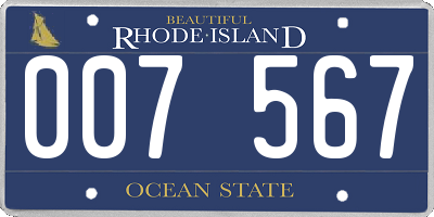 RI license plate 007567