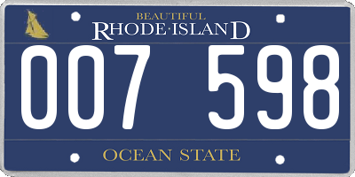 RI license plate 007598