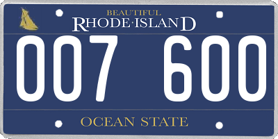 RI license plate 007600