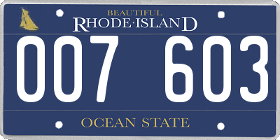 RI license plate 007603