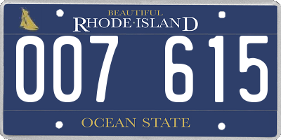 RI license plate 007615