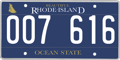 RI license plate 007616