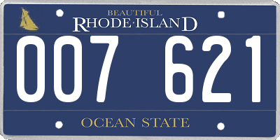 RI license plate 007621