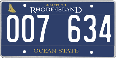 RI license plate 007634