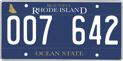 RI license plate 007642