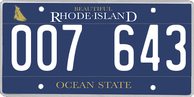 RI license plate 007643