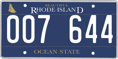 RI license plate 007644