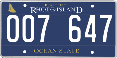 RI license plate 007647