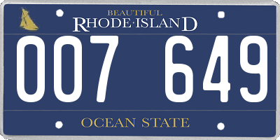 RI license plate 007649