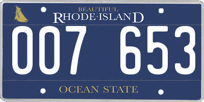 RI license plate 007653